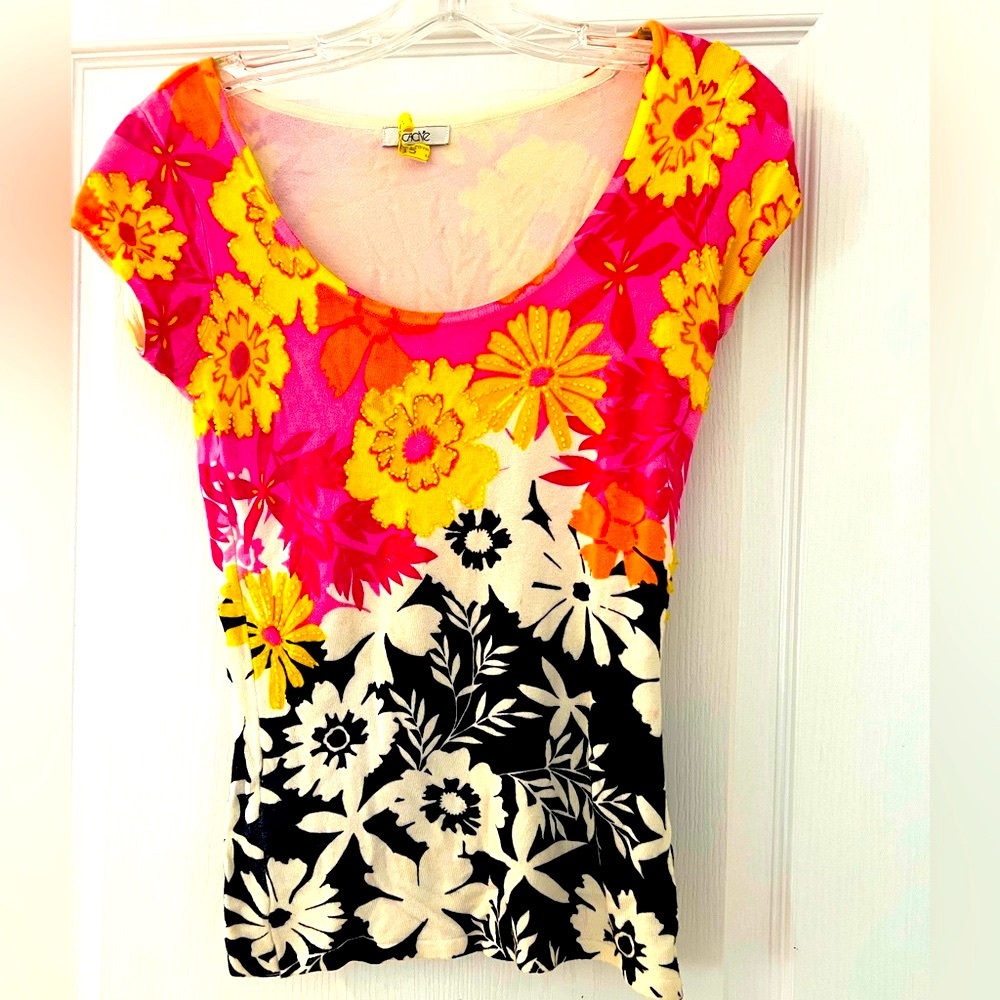 Cache beaded colorful stretchy top